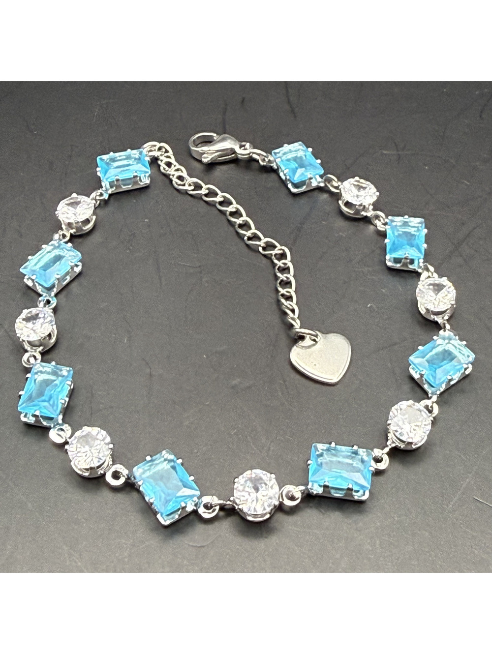 candy+clover aqua & clear dopamine candy silver tone bracelet